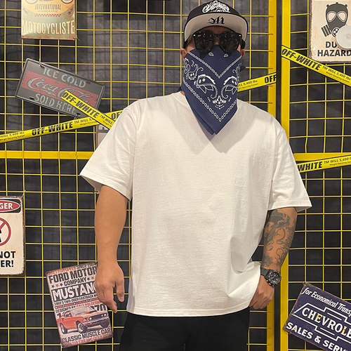 核爆炸重磅纯棉黑白纯色短袖T恤