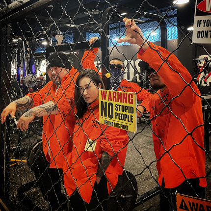 核爆炸潮牌二代橘色美式囚服纯棉衬衫休闲宽松大码工装服长袖衬衣