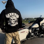 OGMC哈雷俱乐部纯正机车血统超重磅水洗纯棉大兜帽衫 套头连帽卫衣