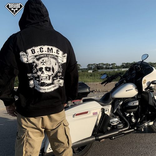 OGMC潮流机车重磅宽松连帽卫衣男