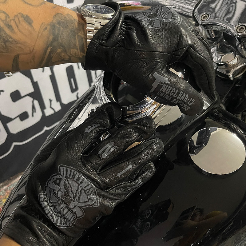 核爆炸OGMC哈雷俱乐部机车摩托骑士软硬适中保暖羊皮真皮骑行手套