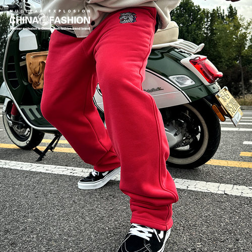 NE潮牌大码男装加绒卫裤秋冬百搭