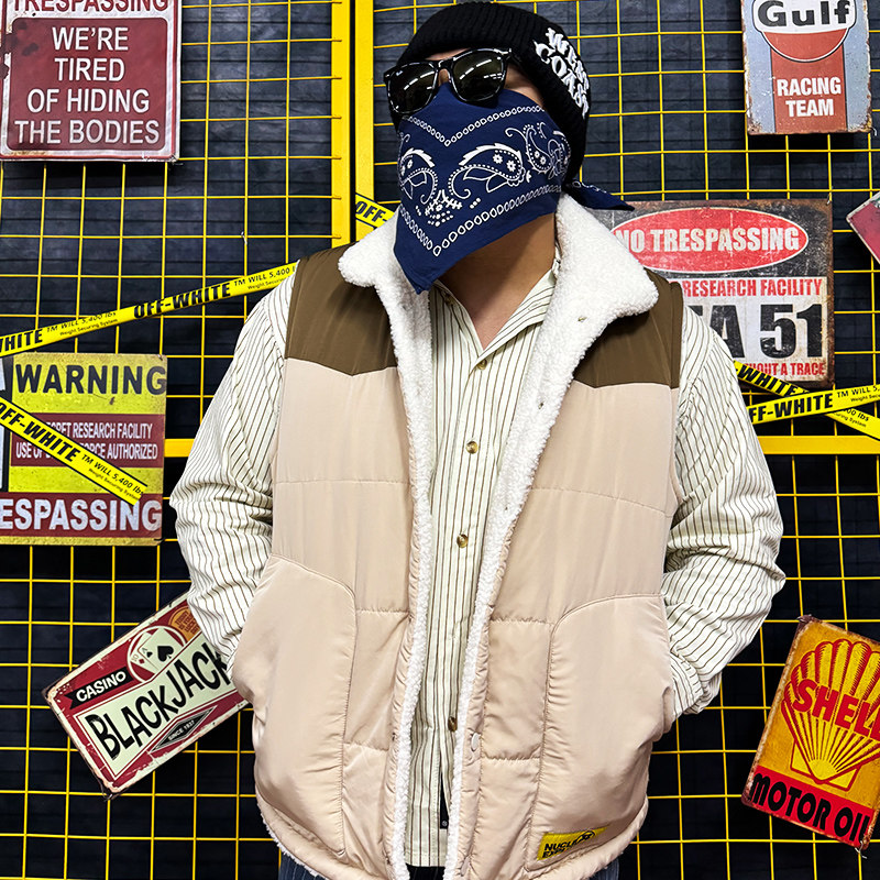 核爆炸冬季保暖双面两穿立领休闲米咖拼色羊羔绒无袖背心棉马甲男,男装,常规马甲,淘宝优惠券,粉丝福利购,淘宝优惠卷