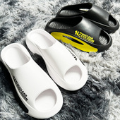 踩屎感休闲运动居家外穿厚底一字拖鞋 核爆炸时尚 黑白EVA防水男士