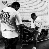 黑白短袖 DW魔鬼威士忌硬汉潮牌西海岸风格 chicano重磅纯棉大码 t恤