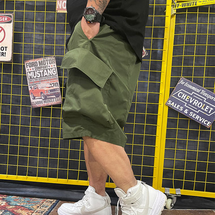 核爆炸夏季清凉薄款军绿色户外机能休闲大码多口袋六分工装短裤男