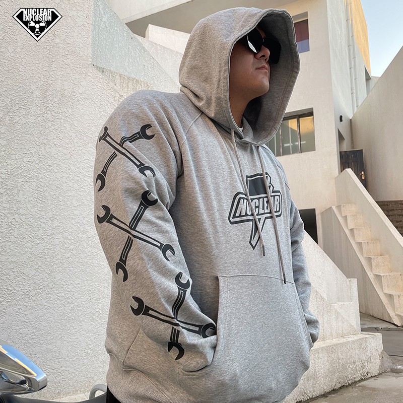 核爆炸bobber机车套头连帽卫衣男