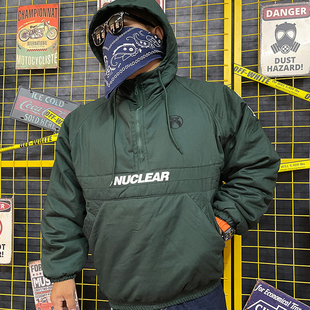 连帽宽松大码 保暖棉服棉衣外套 男士 核爆炸墨绿色潮流秋冬季