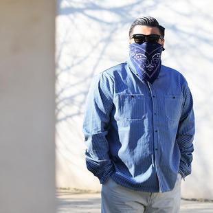 型男女水洗衬衣 小清新宽松版 核爆炸阿美咔叽经典 复古蓝白条纹衬衫