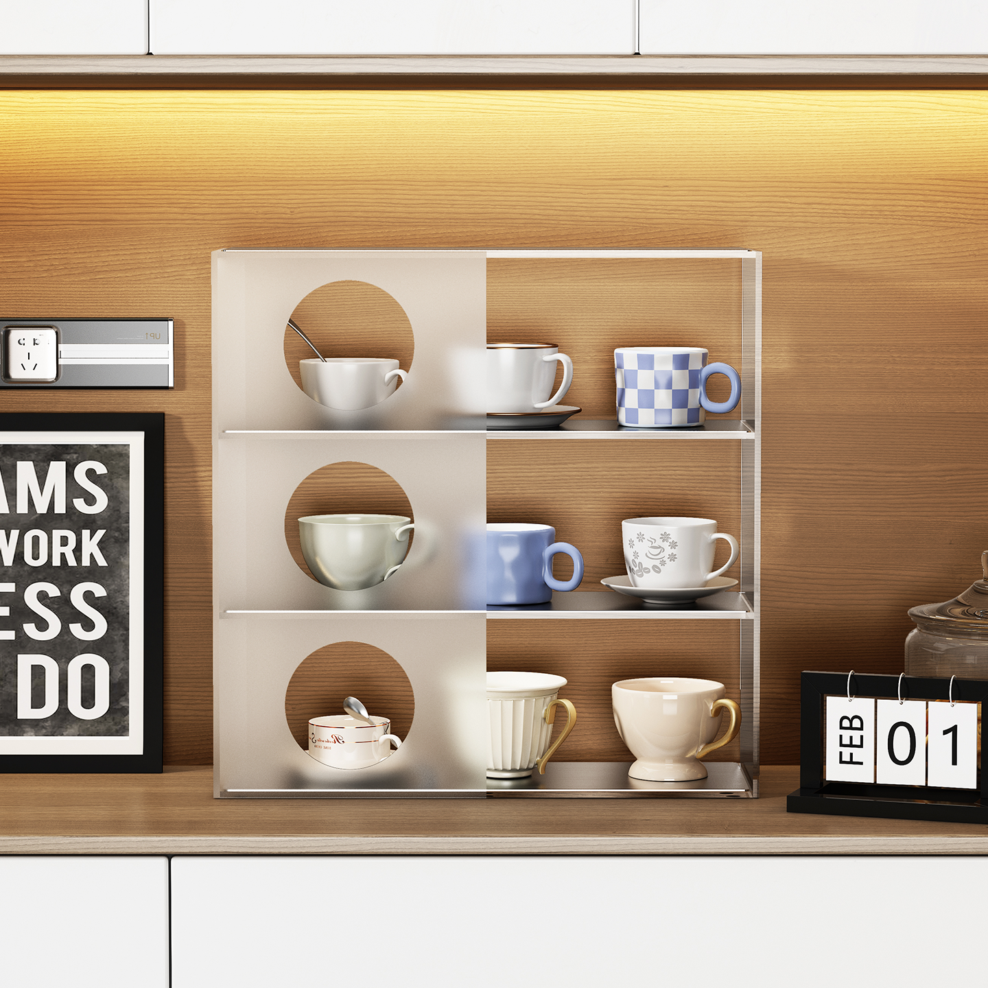 a生杯子收纳置物架水杯展示架子