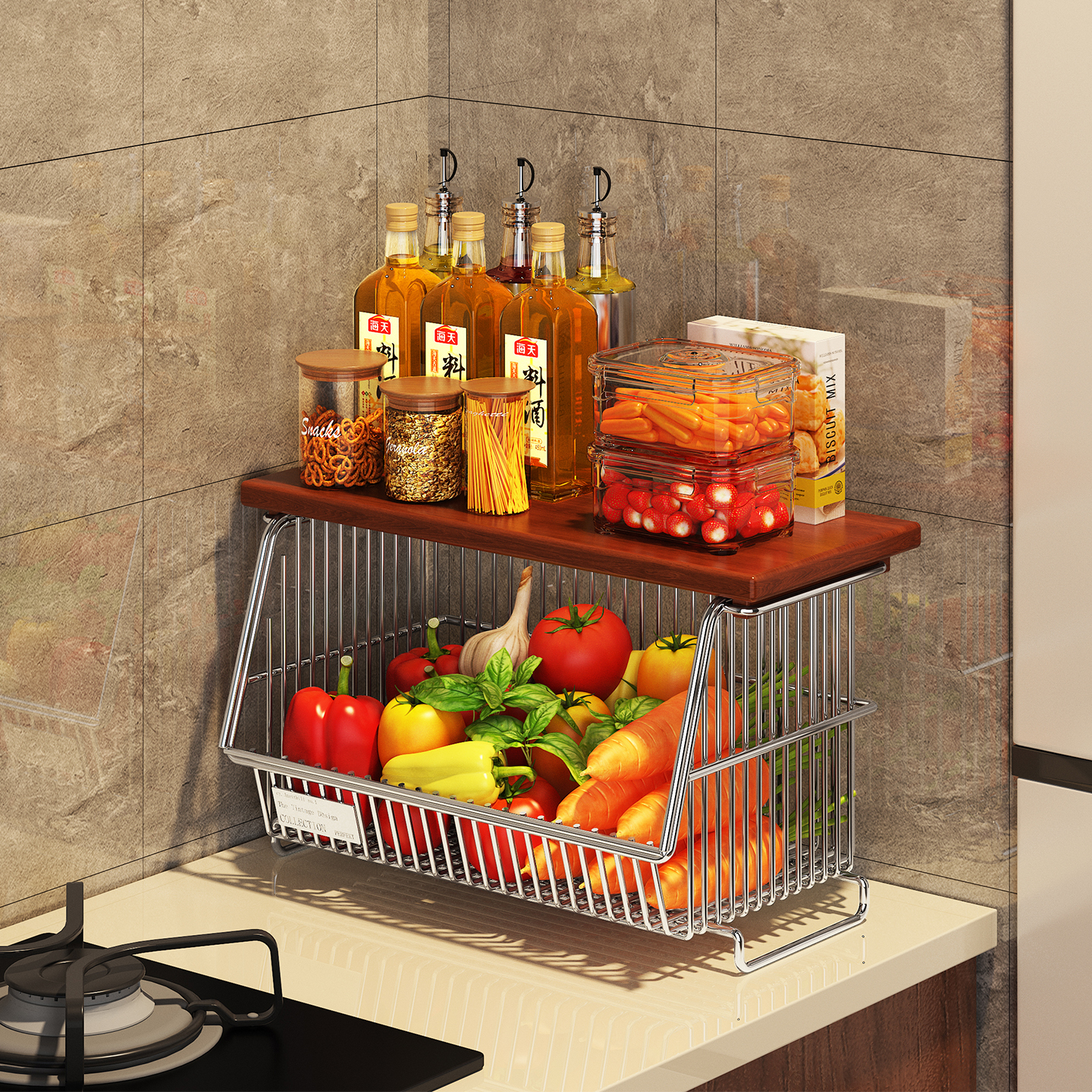 a生厨房台面蔬菜置物架多层收纳