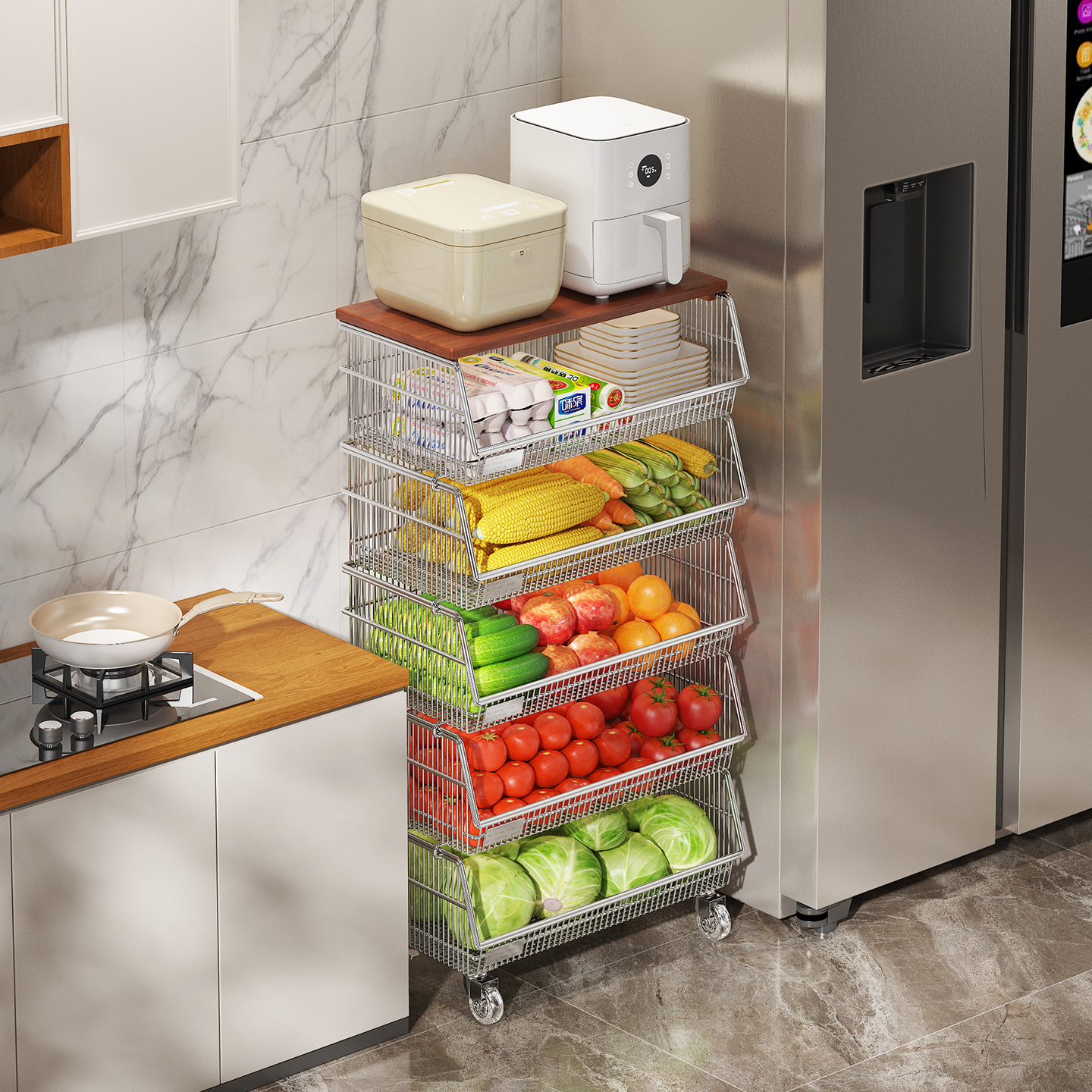 a生厨房夹缝置物架不锈钢菜篮子