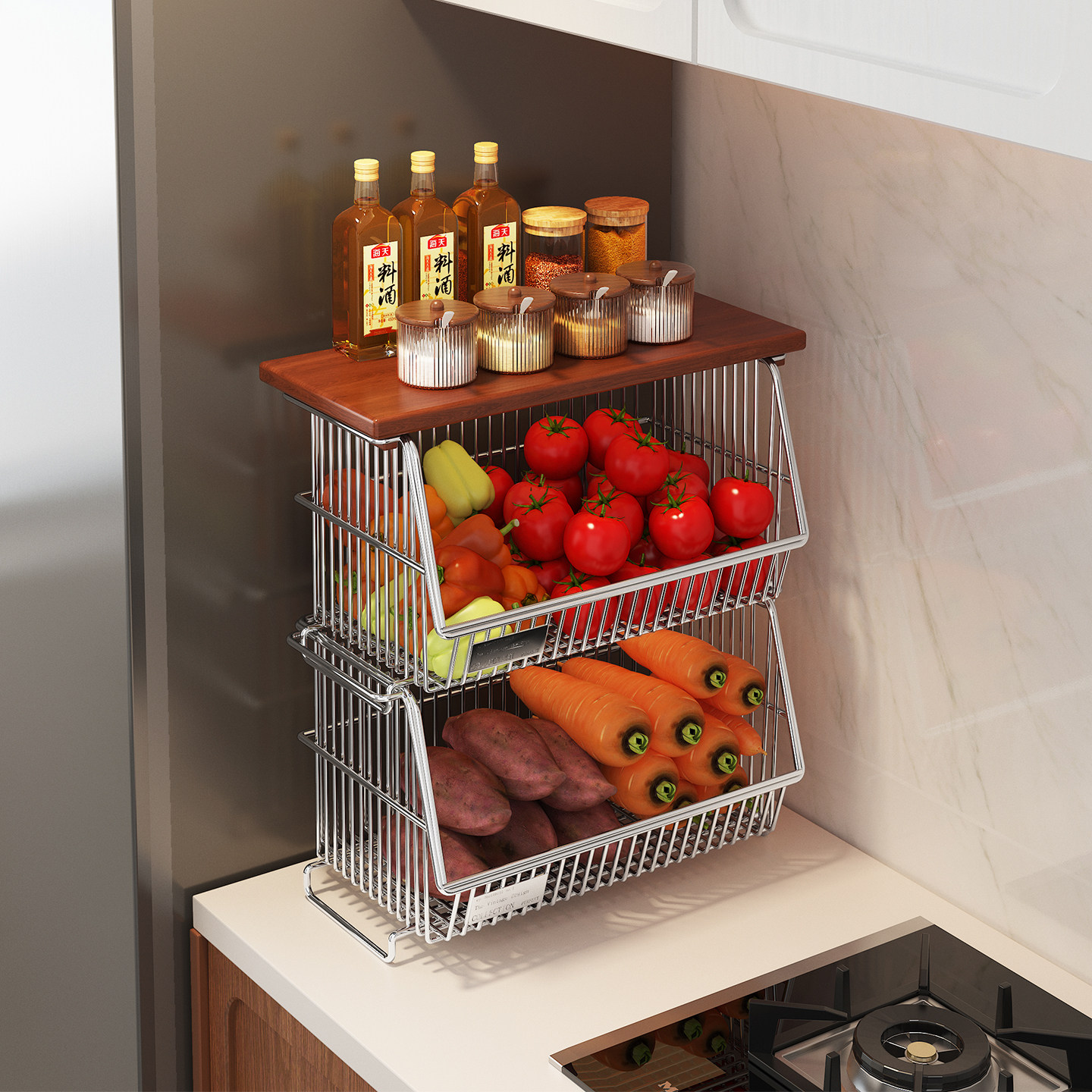 a生厨房置物架多层台面储物篮子