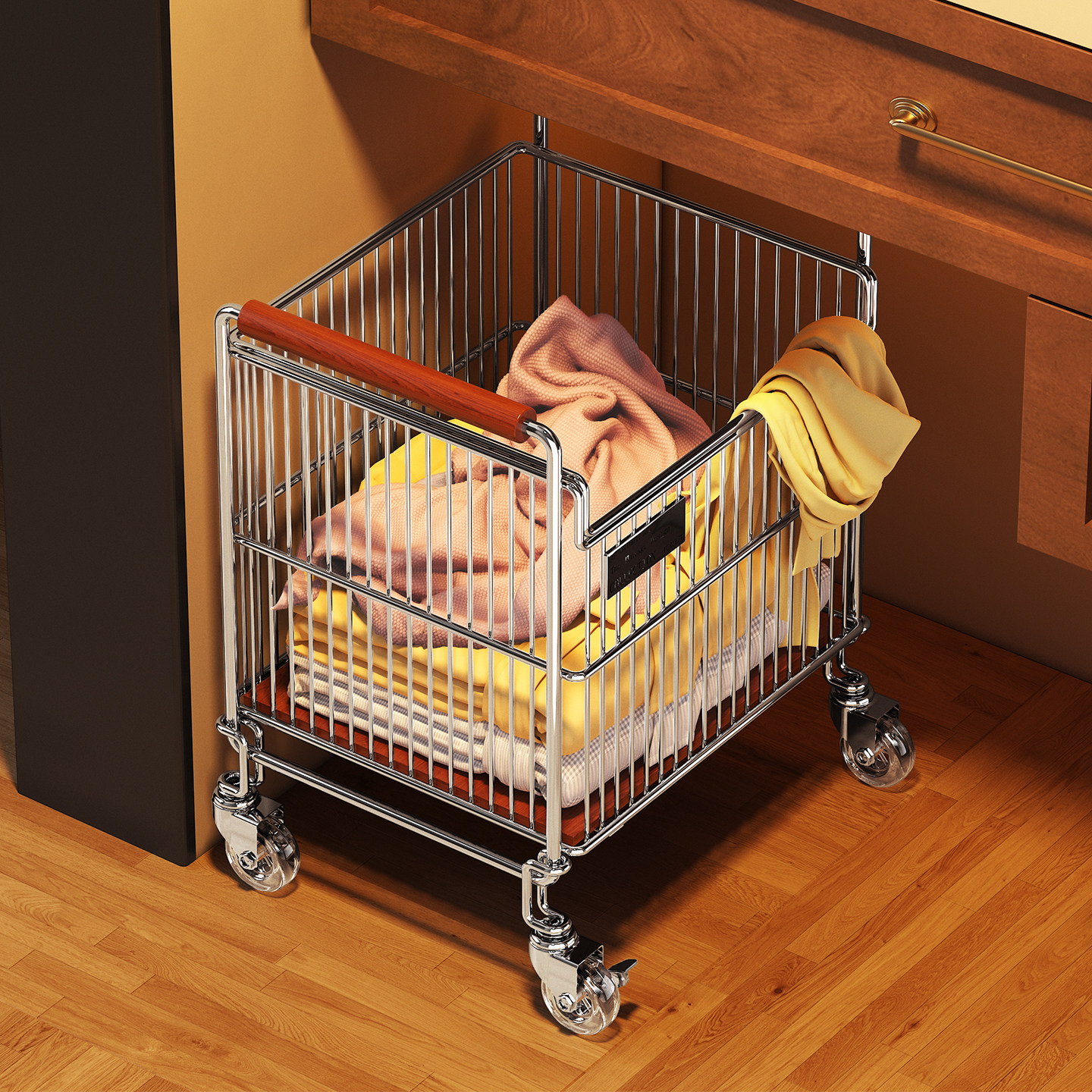 中古风卫生间可移动洗衣篮家用脏衣服收纳筐浴室柜下脏衣篓小推车,收纳整理,收纳筐,淘宝优惠券,粉丝福利购,淘宝优惠卷