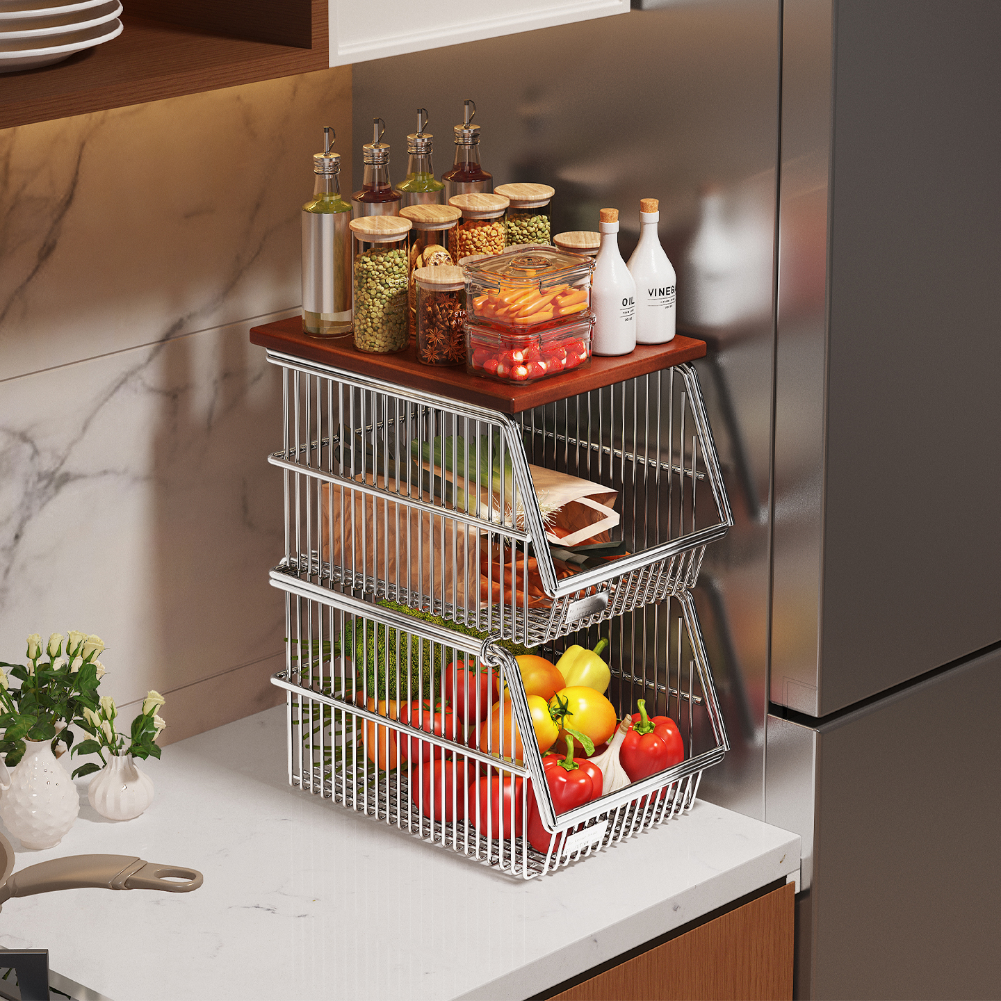 a生厨房台面分层蔬菜置物架