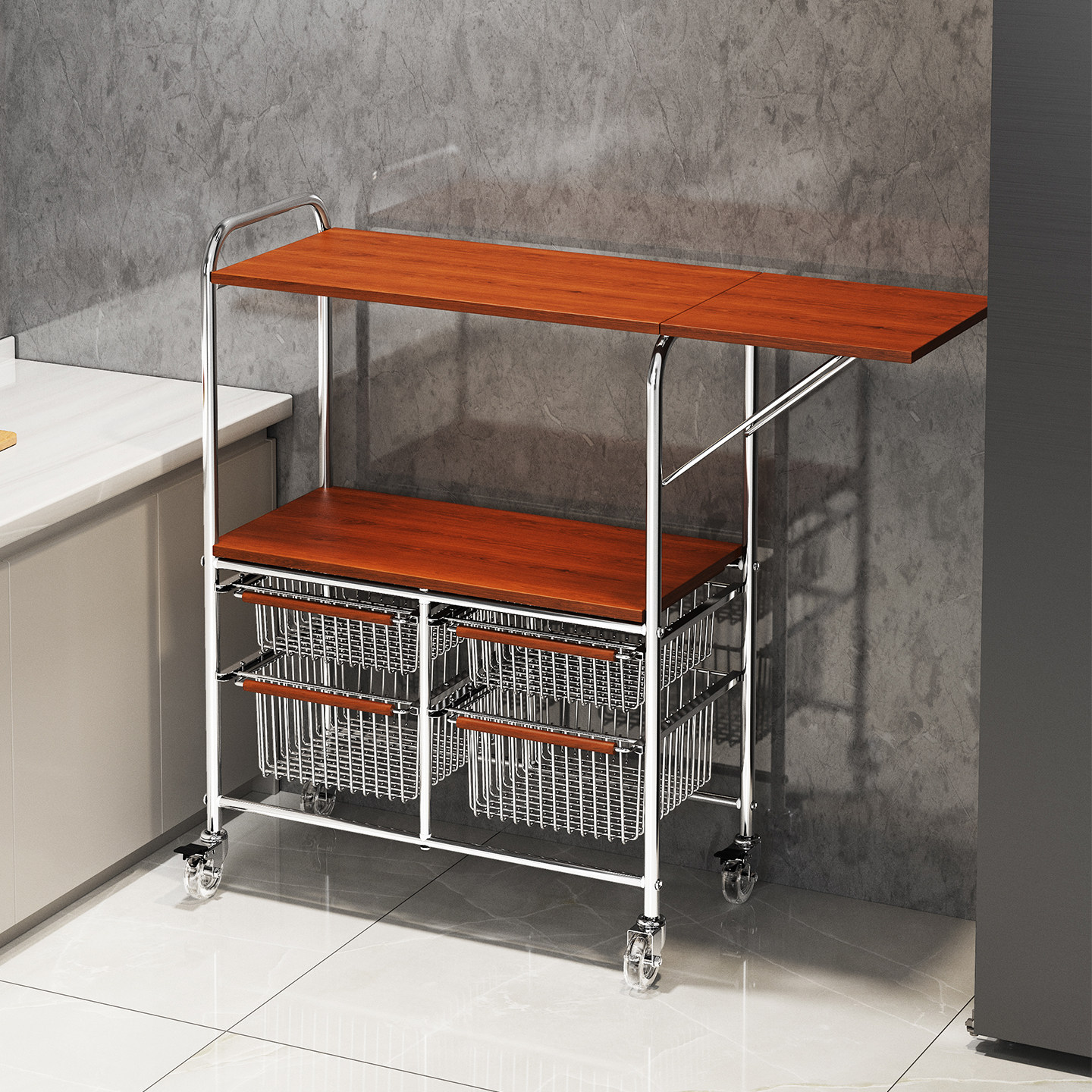 厨房置物架微波炉收纳架多功能蔬菜篮子切菜操作台可移动烤箱橱柜,厨房/烹饪用具,微波炉置物架,淘宝优惠券,粉丝福利购,淘宝优惠卷