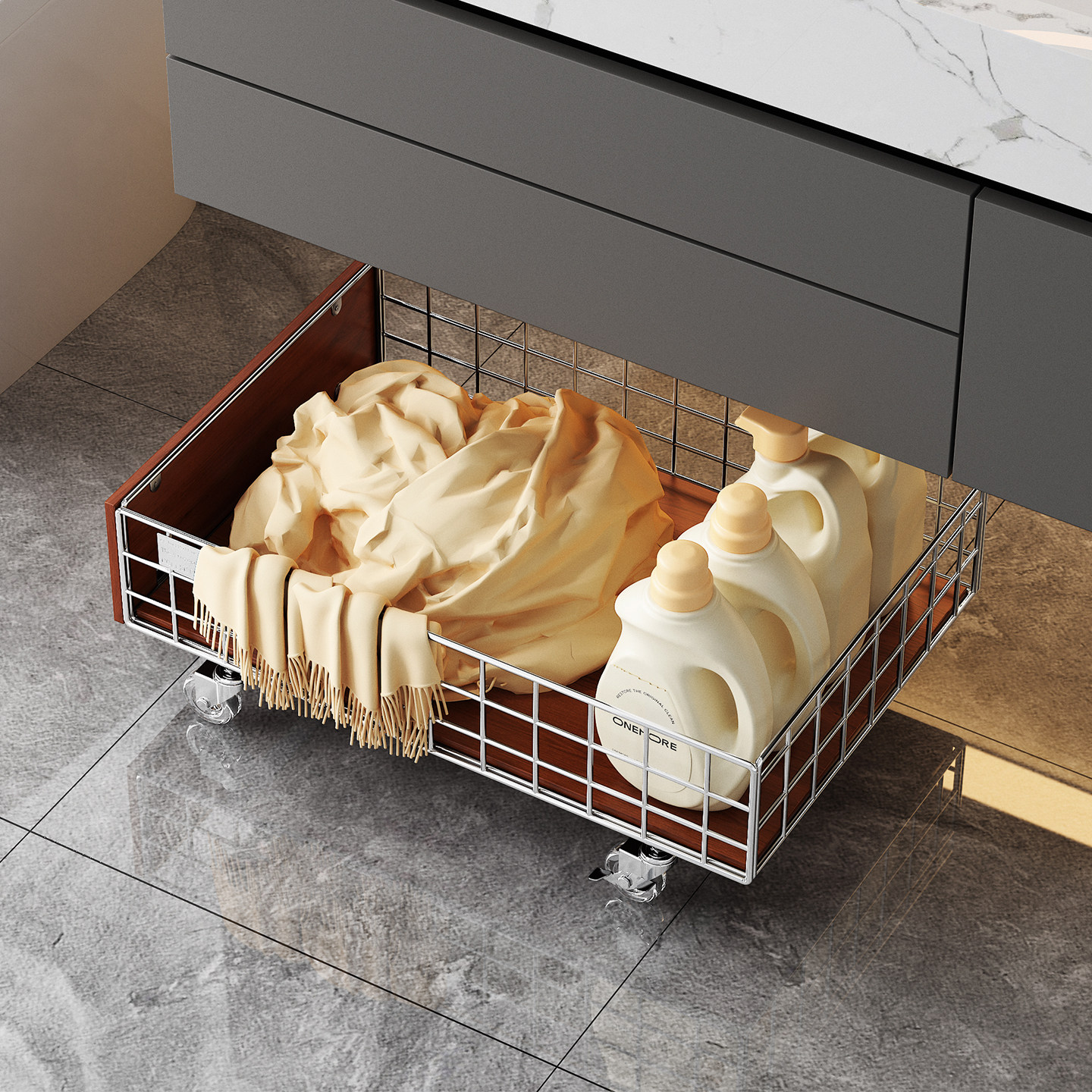 浴室柜下脏衣篮家用脏衣篓卫生间洗手台下脏衣服收纳筐带轮洗衣篮,收纳整理,脏衣篮,淘宝优惠券,粉丝福利购,淘宝优惠卷