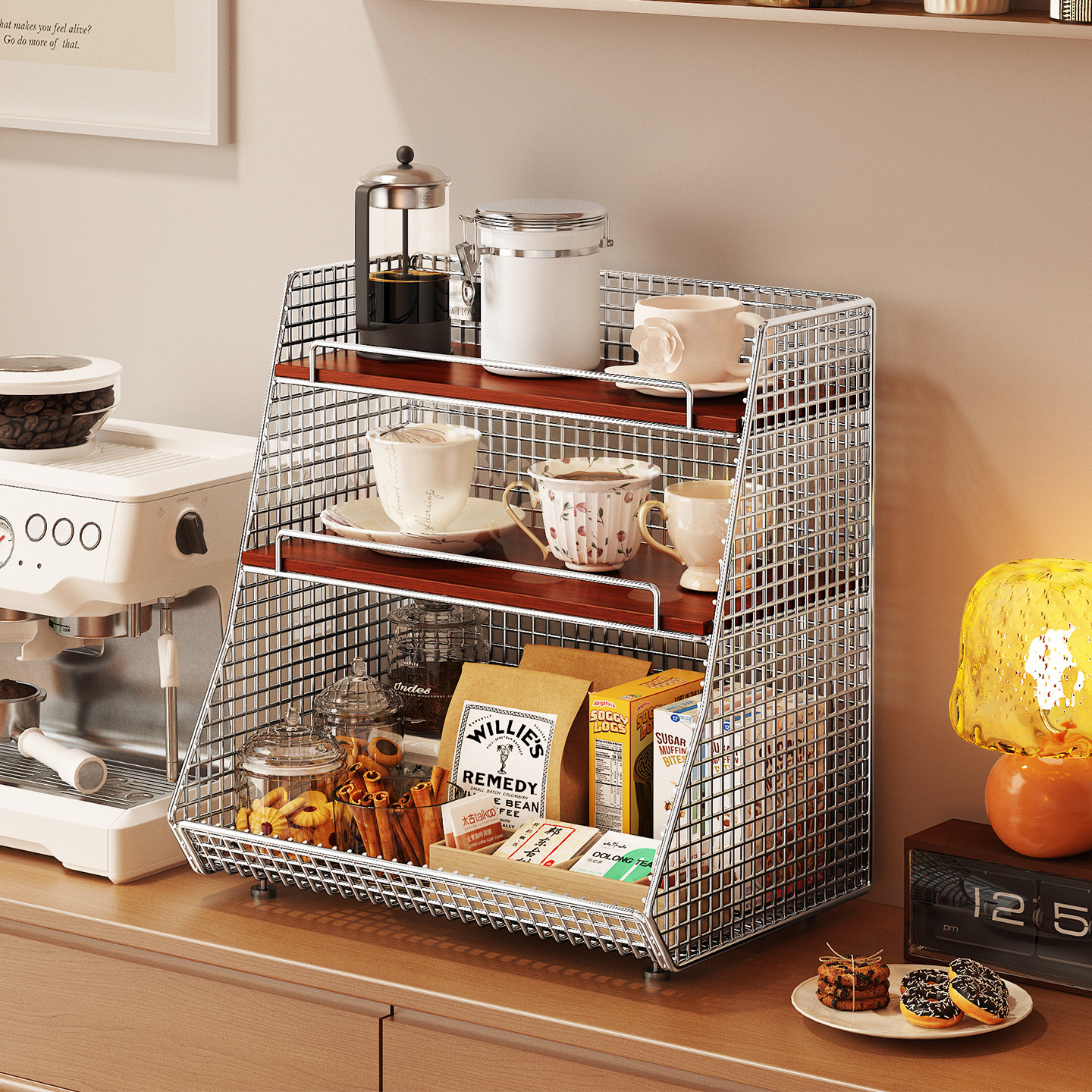 客厅零食架子置物架家用桌面杂物整理架水杯架厨房蔬菜水果收纳筐,收纳整理,零食收纳筐,淘宝优惠券,粉丝福利购,淘宝优惠卷