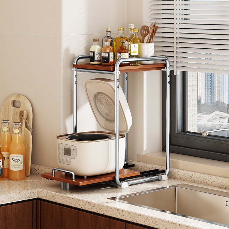双层厨房调料品置物架大容量多功能抽拉式伸缩台面微波炉收纳架子,厨房/烹饪用具,调料置物架,淘宝优惠券,粉丝福利购,淘宝优惠卷