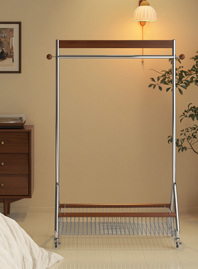 中古风2025新款落地挂衣架床尾晚上放衣服神器卧室简落地易置物架