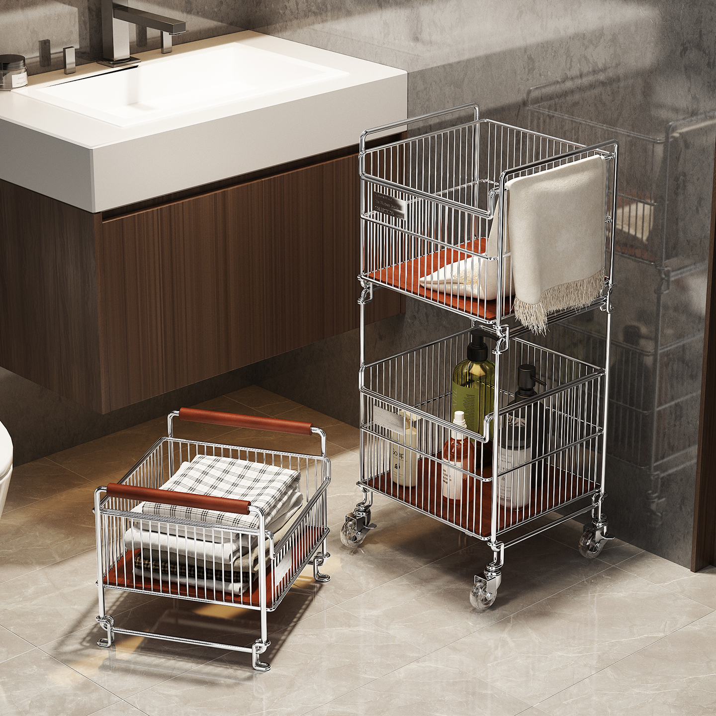 a生浴室多功能一体可移动置物筐