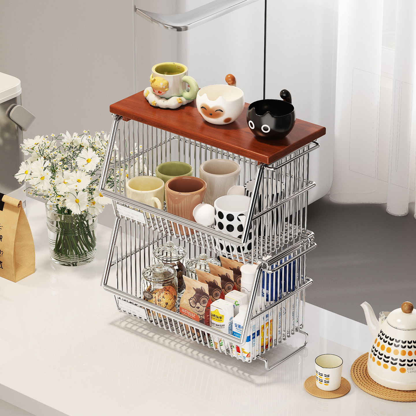 a生桌面零食架多层水杯收纳架