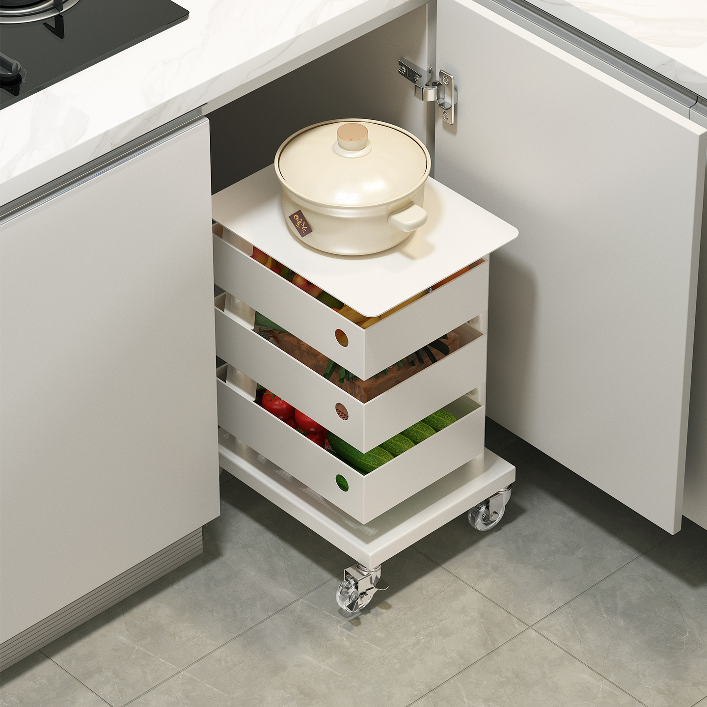 a生家用橱柜下果蔬置物架小推车