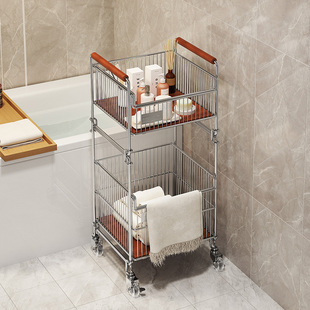卫生间淋浴室置物架转角收纳架脏衣篓脏衣篮小推车浴室柜下收纳筐