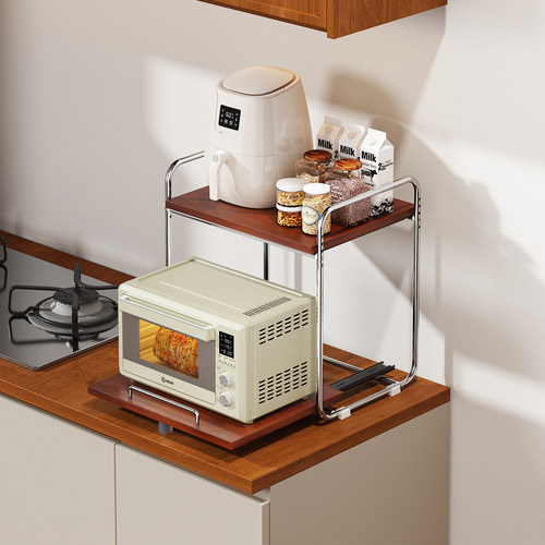 a生中古风厨房台面微波炉置物架