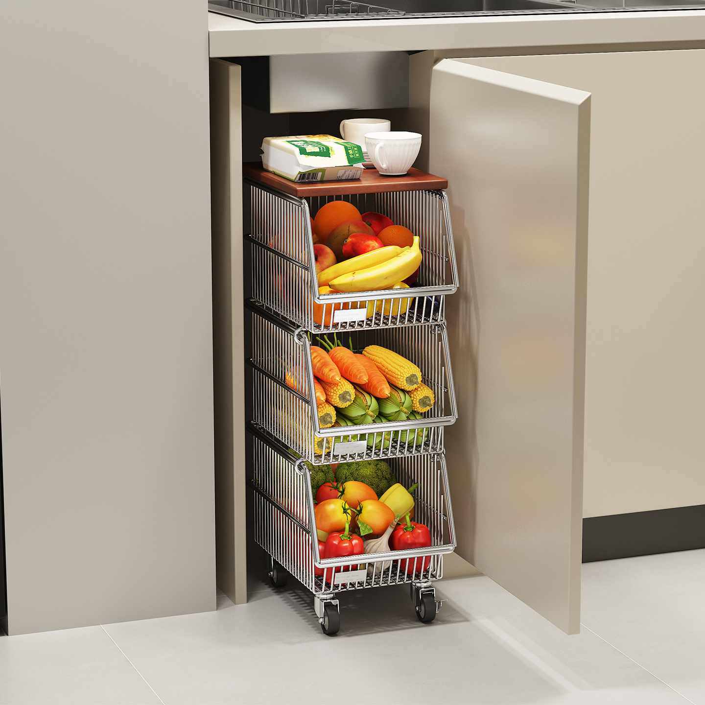 a生厨房蔬菜收纳筐零食柜窄边架