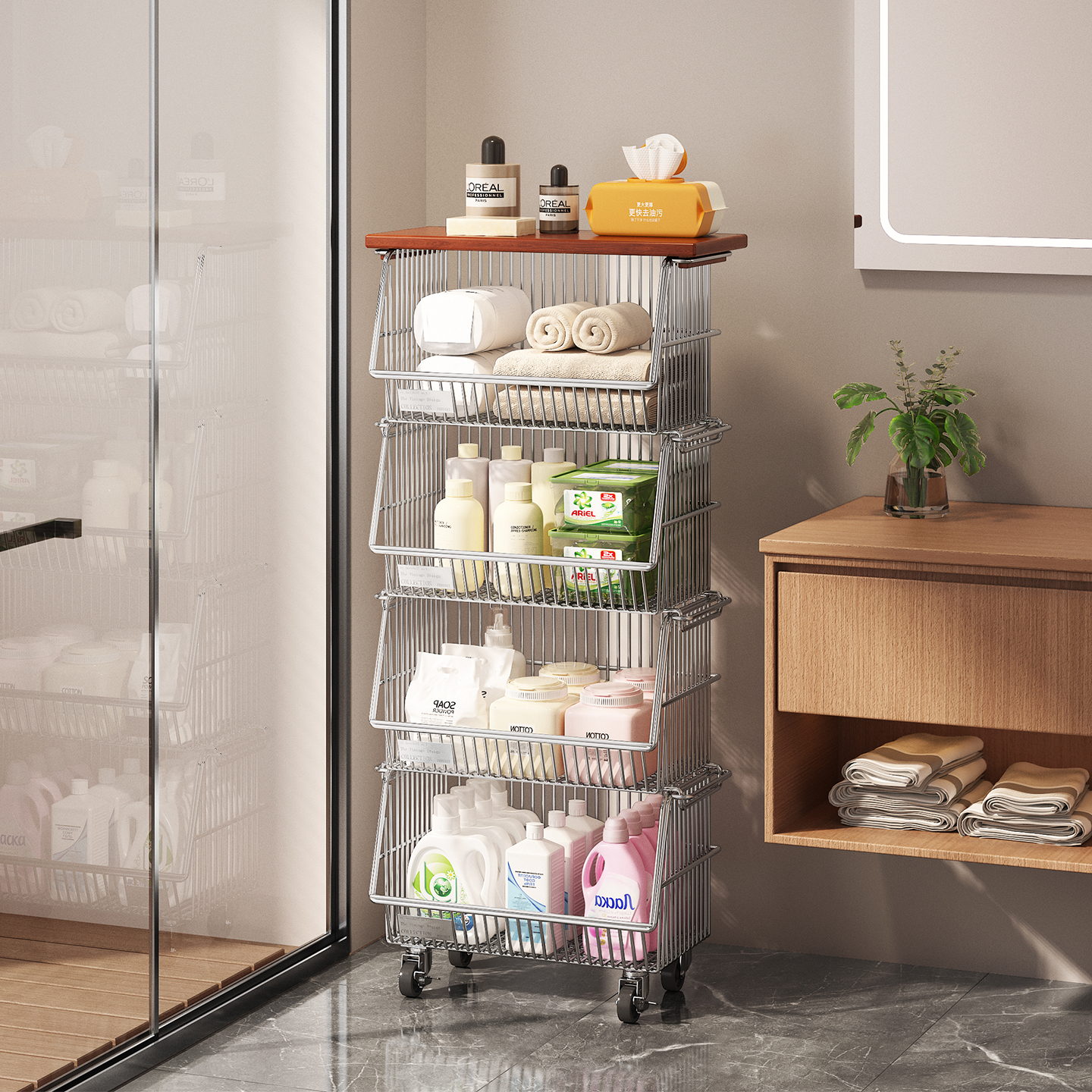 a生卫生间专用置物架落地小推车