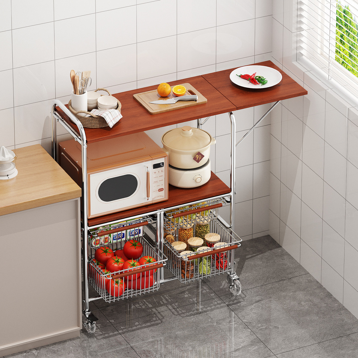 a生厨房置物架多功能移动餐边柜