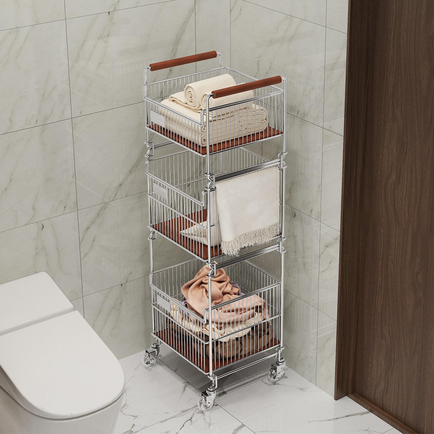 a生转角脏衣篮三层分区放衣篓