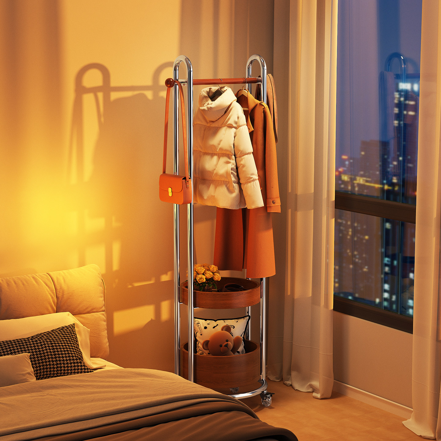 a生卧室落地衣架立式衣帽架家用