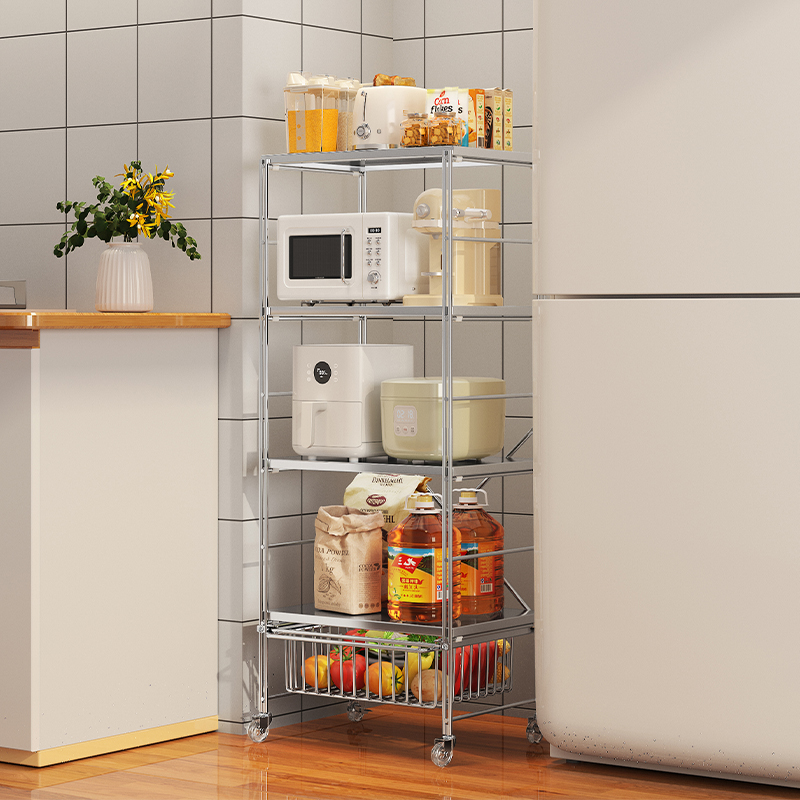 a生厨房置物架子家用不锈钢推车