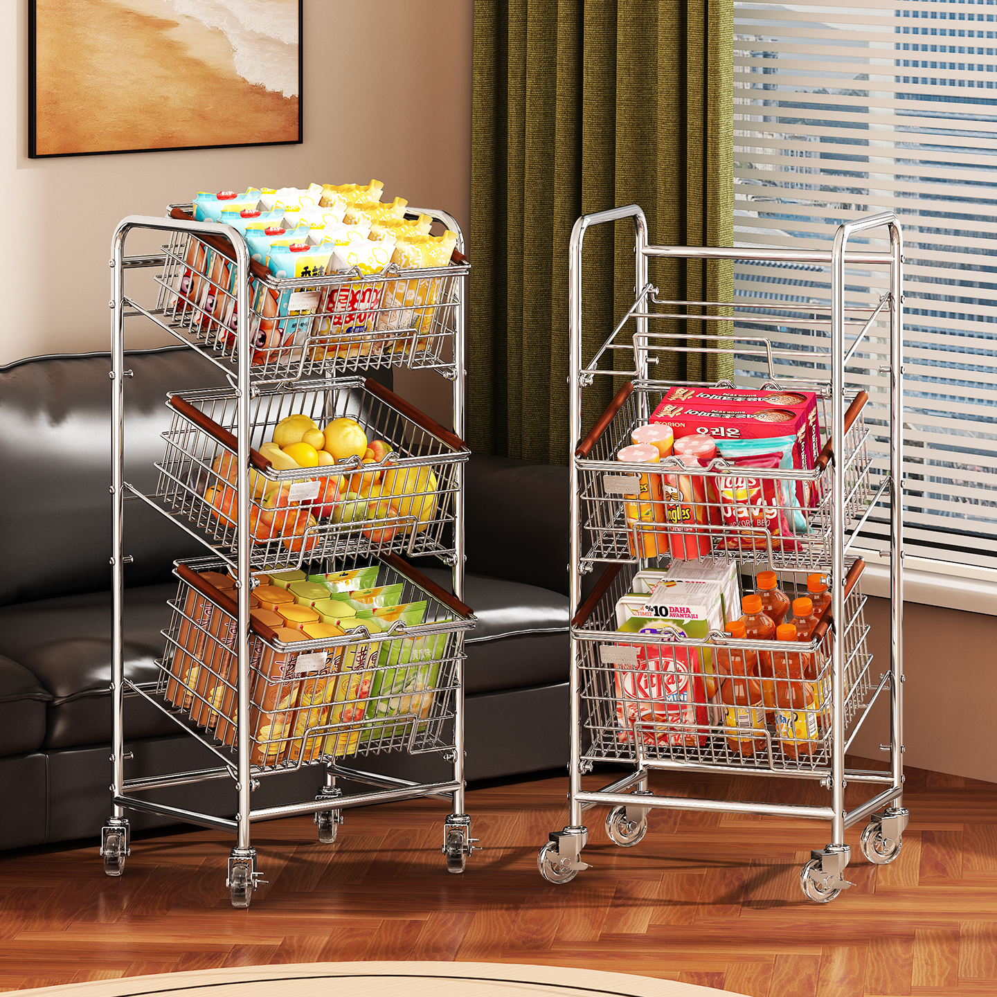 中古零食小推车置物架客厅边几移动收纳柜落地厨房分层果蔬菜篮子,住宅家具,移动边几/推车,淘宝优惠券,粉丝福利购,淘宝优惠卷