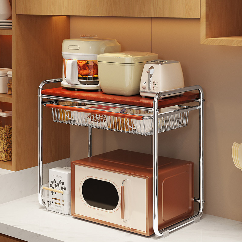 中古风厨房置物架抽屉式微波炉烤箱支架台面分层一体电饭煲收纳架,厨房/烹饪用具,厨房置物架/置物柜/角架,淘宝优惠券,粉丝福利购,淘宝优惠卷