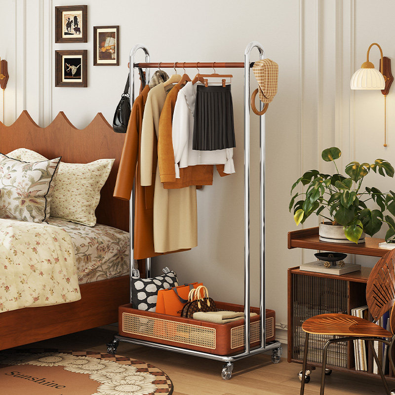 a生实木落地挂衣架卧室衣服挂架
