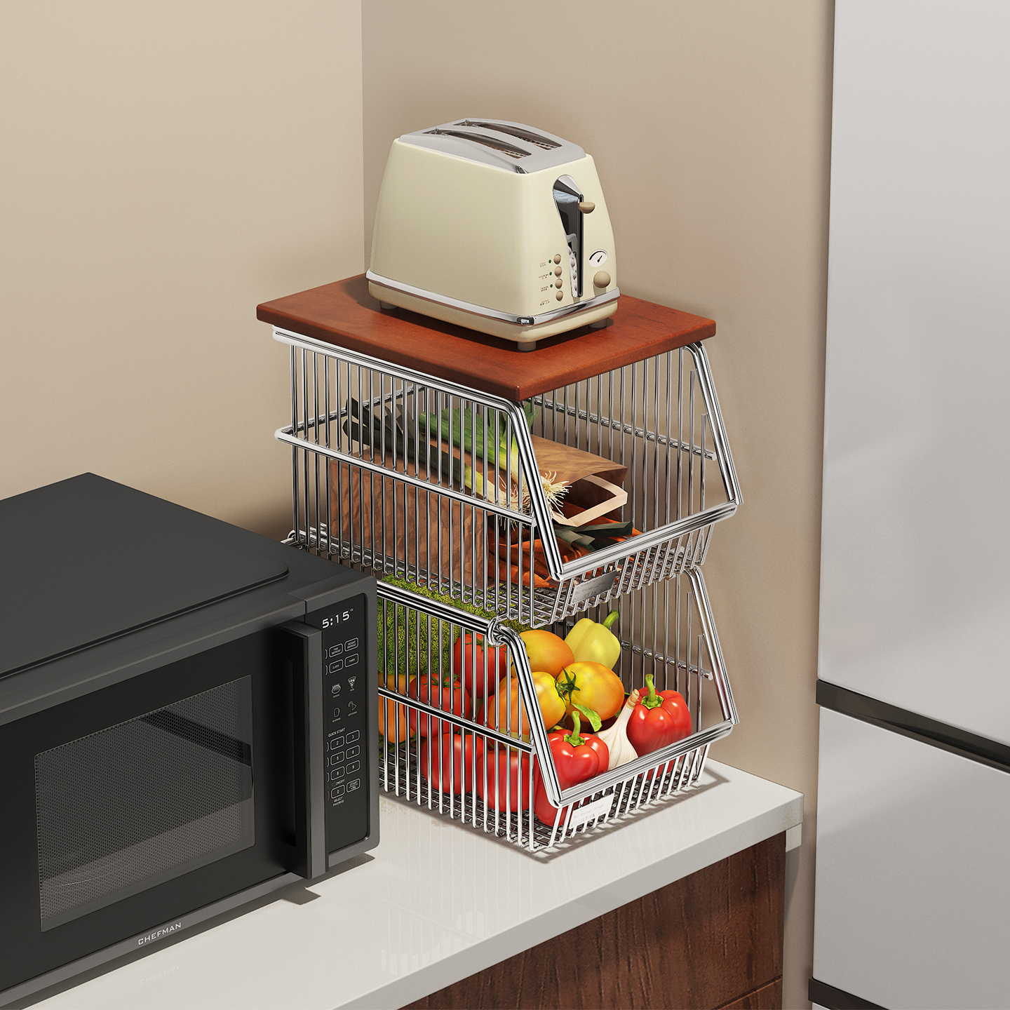 a生厨房台面不锈钢蔬菜架零食柜