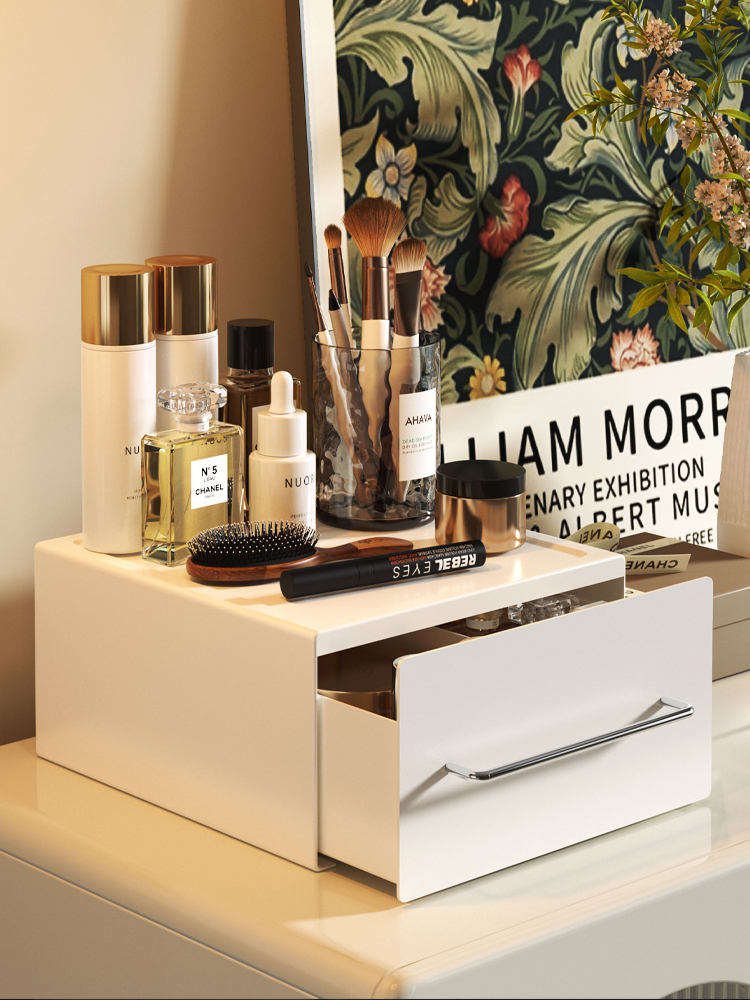 化妆品收纳盒高级感小型带抽屉桌面护肤防尘家用梳妆台首饰置物架
