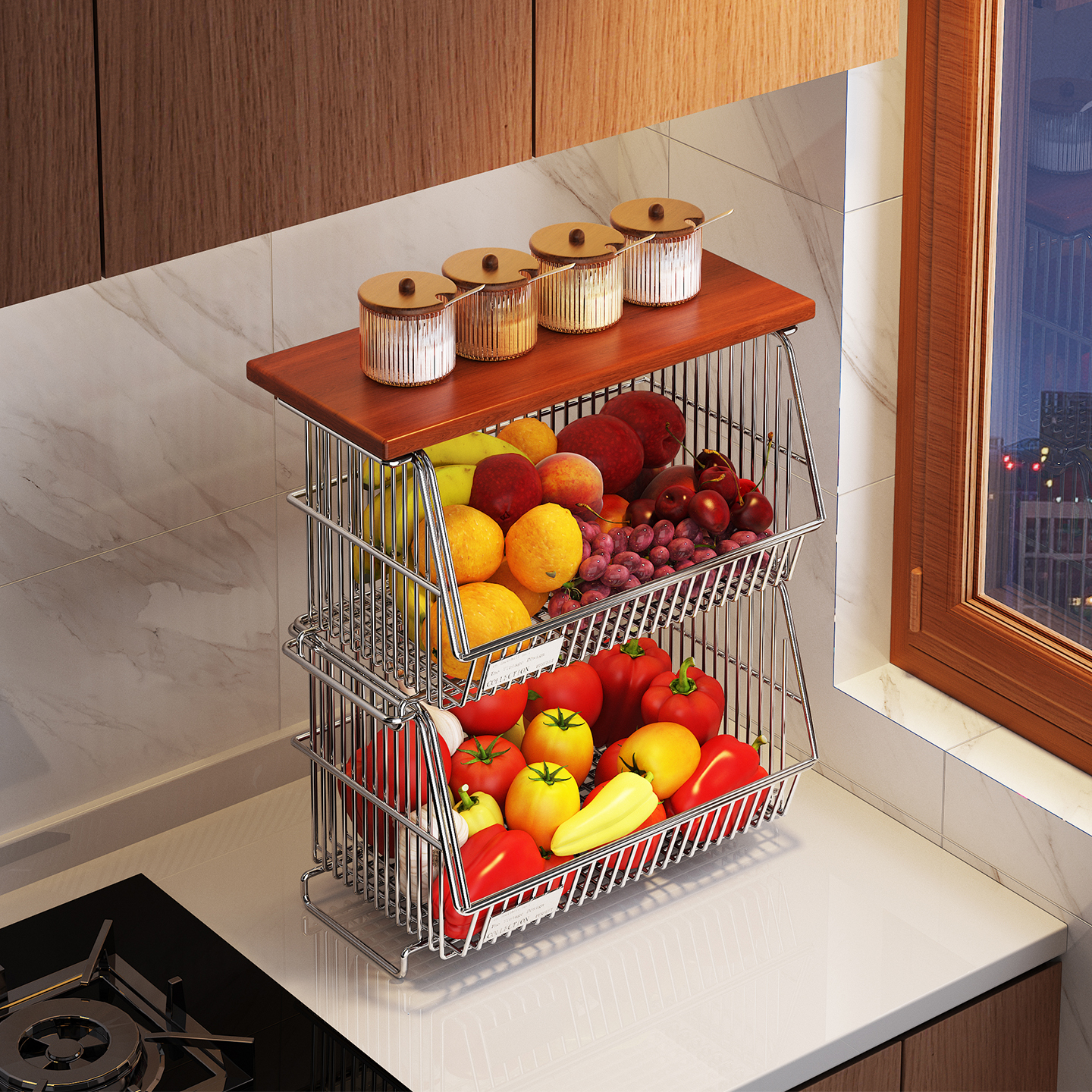 a生厨房置物架2025新款台面两层