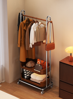 衣架落地卧室中古风挂衣架家用简易次净晾衣架室内客厅移动衣帽架