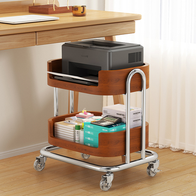 打印机置物架落地办公室多层移动收纳柜家用书桌下放置书包小推车