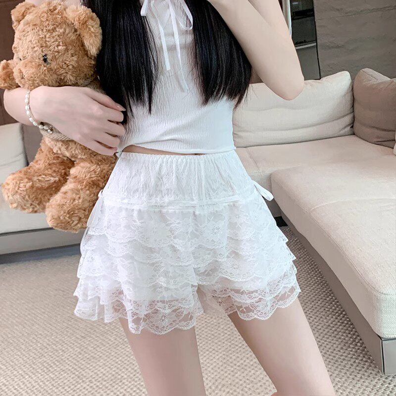 五层蕾丝安全裤蛋糕裙透气打底裤女防走光夏季南瓜裤蓬蓬短裙裙子