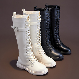 女童靴子2025新款秋冬加绒儿童长筒靴中大童马丁靴中筒靴公主皮靴