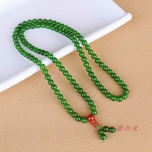 新疆和田玉碧玉手链男女玉手串108颗佛珠项链多圈手串