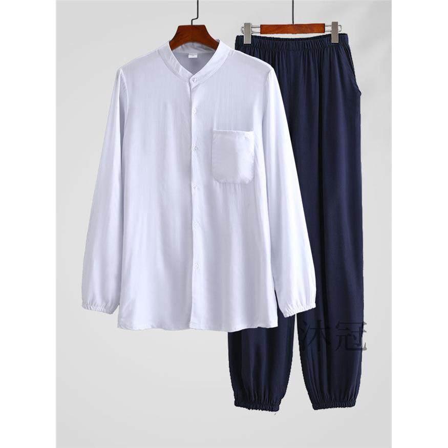 棉绸长袖开衫套装男装衬衫夏季薄款大码空调服中老年人造棉晨练服,男装,休闲运动套装,淘宝优惠券,粉丝福利购,淘宝优惠卷