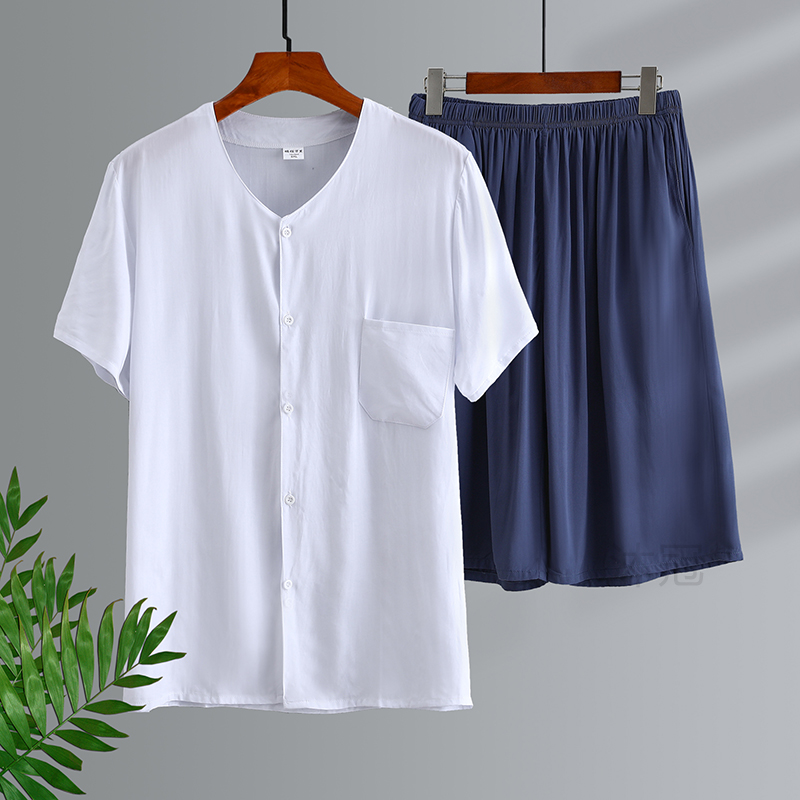 中老年人造棉睡衣套装夏季开衫