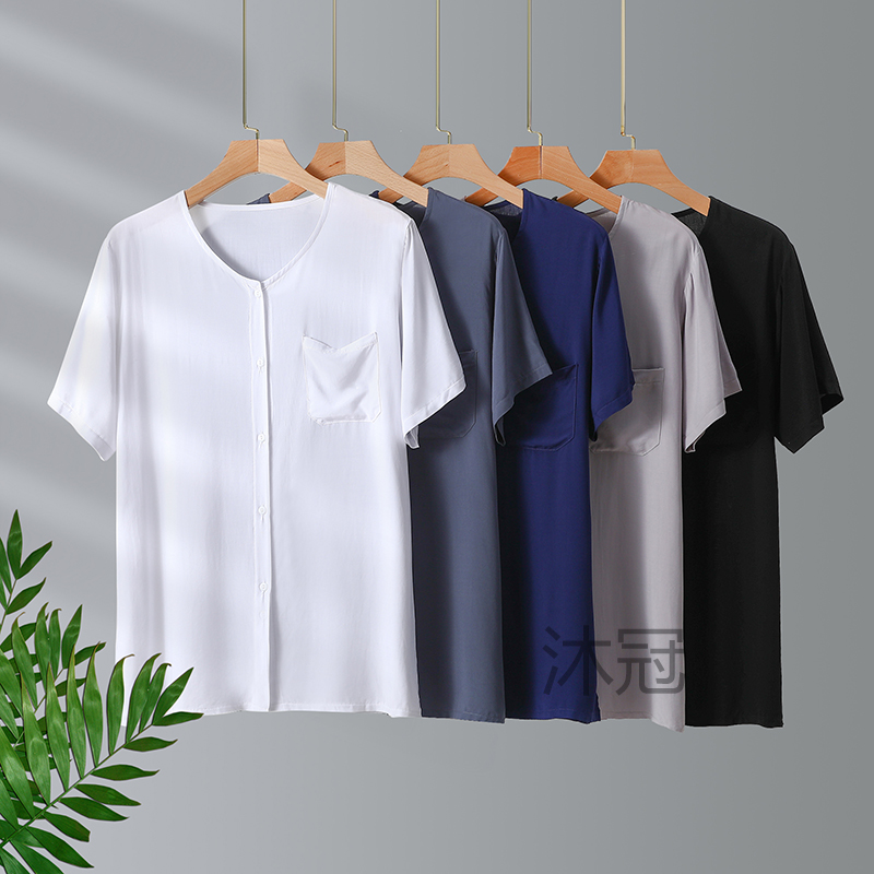 中老年爸爸爷爷人造棉开衫夏上衣