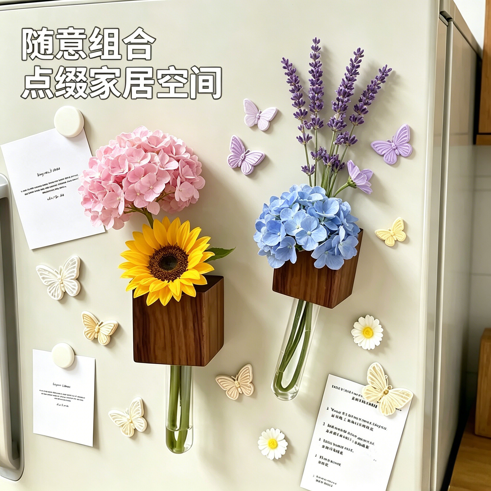 简约现代木质花瓶家居装饰品手工制作永生花摆件治愈系花器摆件